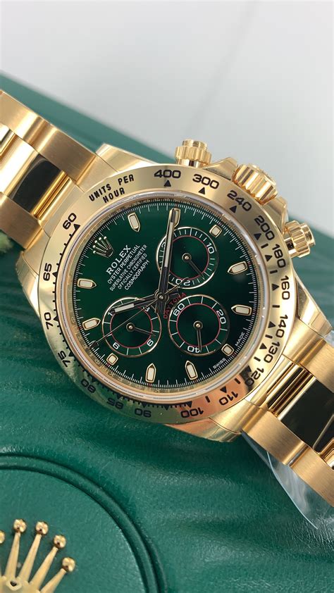 rolex green yellow gold daytona|rolex daytona 116508 price.